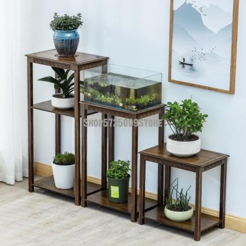 Chinese style bamboo flower stand shelf flower shelf indoor flower table flower pot stand living room floor type hanging orchid