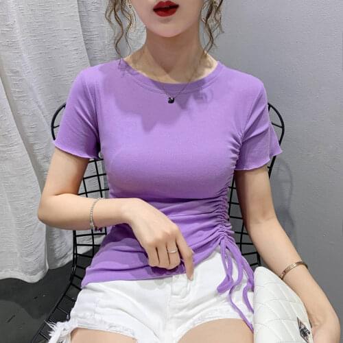 Blouse Women Womens Short-Sleeved Shirts, Slim Fit Drawstring Summer 2020 Blusas Ropa De Mujer