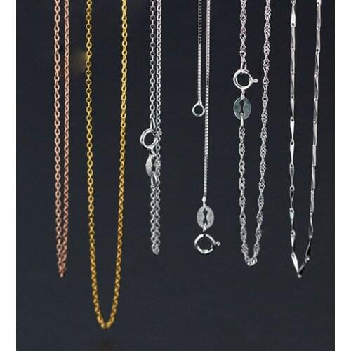 100% 925 Sterling Silver Necklace Chains With Spring Clasp 40cm 45cm Designer Women Pendant Chains DIY Jewelry Making Findings