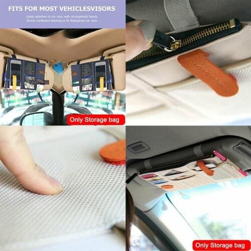 Storage Case Pen Bill Space Saving Visor Organizer Mobile Zipper Grid Interior Document Note Phone Decoration Car Auto A6S5