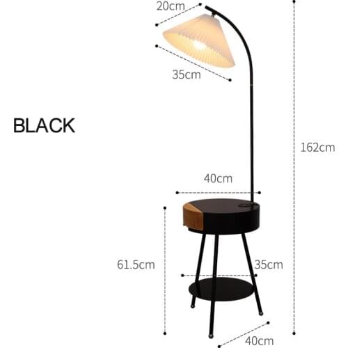 Nordic Style Floor Lamp Double-Layer Sofa With Drawers Sofa Coffee Table Shelf Usb Smart Wireless Charging Bedside Table