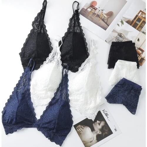 Sexy Women Bra and Panty Sets Lace Push Up Bralette Back Hollow Female Brassiere Sexy Lingerie Embroidery Female Underwear Set