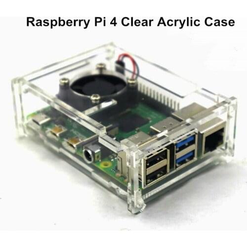 Hottest Raspberry Pi 4 Model B Clear Acrylic Case Enclosure Box Raspberry Pi 3B+ Protective Shell for RPI 4B with Cooling Fan