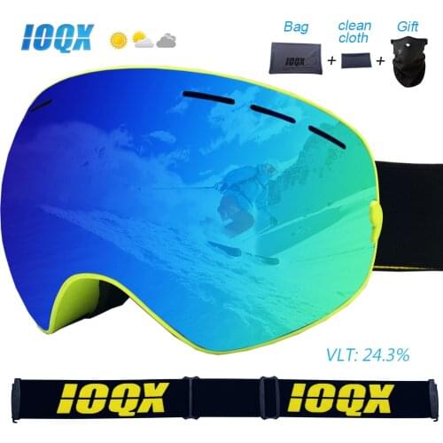 IOQX Ski Goggles Men Anti-Fog Snowboard Glasses UV400 Double Layers Skiing Mask Goggles Women Winter Outdoor Snow Sunglasses