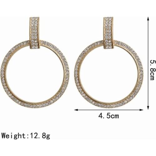 Fashion Hoop Earrings With Rhinestone Circle Earrings Simple Earrings Big Circle Gold Color Loop Earrings For Women