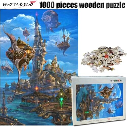 MOMEMO Mirage Adult Wooden 1000 Pieces Puzzle Exquisite Science Fiction Landscape Jigsaw Puzzle 500/1000 Pieces Puzzle Game Gift