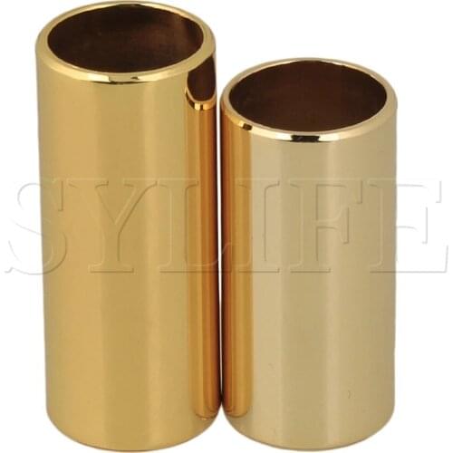A Set of 2 Cylinder Guitar Stainless Steel Gold plate Slide Diameter 25mm
