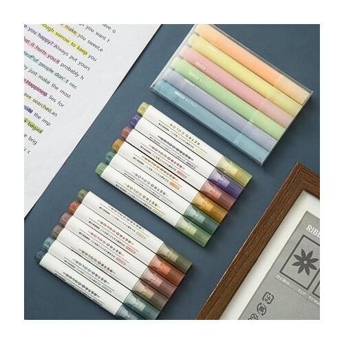 6-Color Highlighter Pen Set For Students Candy Color Handbook Diary Decoration Marker Pen Light Color Series Creative Marker Pen