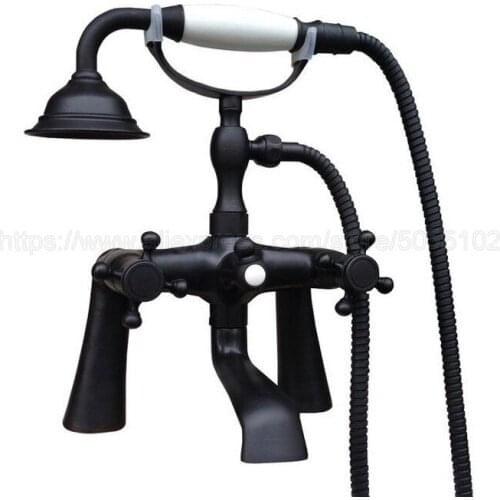 Wall Mounted Oil Rubbed Bronze Clawfoot Bathtub Faucet telephone style Bath Shower Water Mixer tap with Handshower ztf500