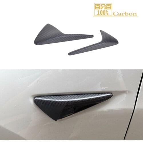 Real Dry Carbon Car Side Fender Vent Camera Decoration Trim For Tesla Model 3 S X Y 2016-2019