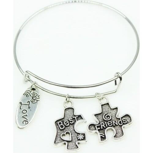 Adjust bangles 10pcs best friends charm bracelets jewelry expandable adjustable wire hook bangles bracelet