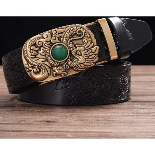 Men Automatic Buckle Belt NEW Mens Leather Ratchet Belt Automatic Sliding Buckle Designer Belt