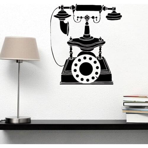 Retro Phone Wall Sticker Vintage Style Home Decoration Stickers Telephone Landline Decal Medieval Bedroom Living Room Decor