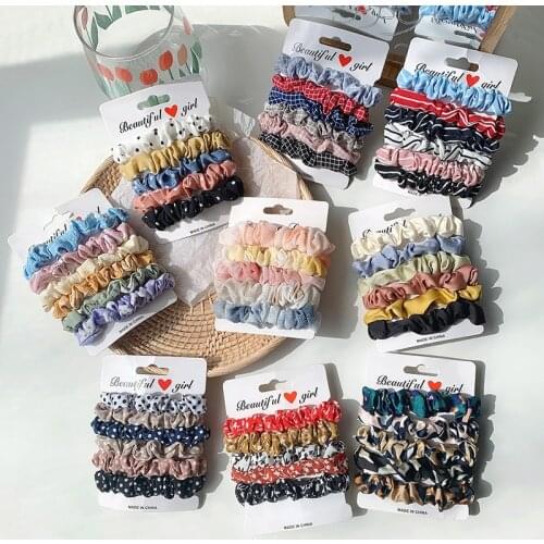 3/6 Pcs/Set Ins Hair Scrunchies Rope Satin Ties Girls Ponytail Holders Rubber Bands Elastic Hairband Hair Accessories For Women