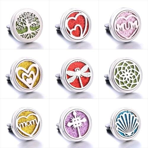 Detachable Stainless Steel Car Diffuser Freshener Perfume Essential Oil Diffuser Aromatherapy tree of Life Love Car clip Locket