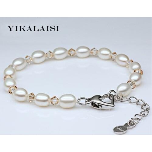 YIKALAISI 2017 Charm Bracelet Pearl Jewelry Natural Freshwater Pearl Bracelet 925 Sterling Silver Jewelry Bracelet For Women