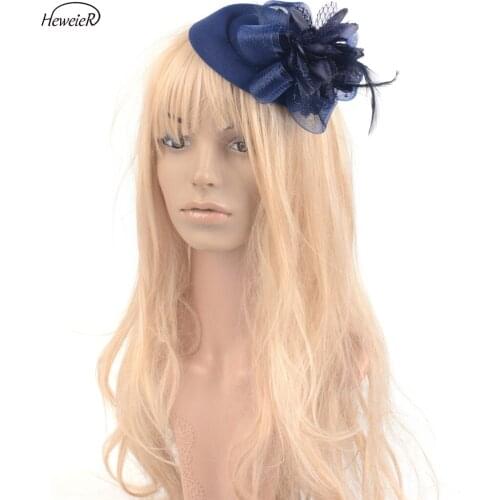 Lady Women Pillbox Derby Hat Fascinator Flower Feather Mesh Hair Clip Headwear Bridal Wedding Party Accessories Handmade Gift