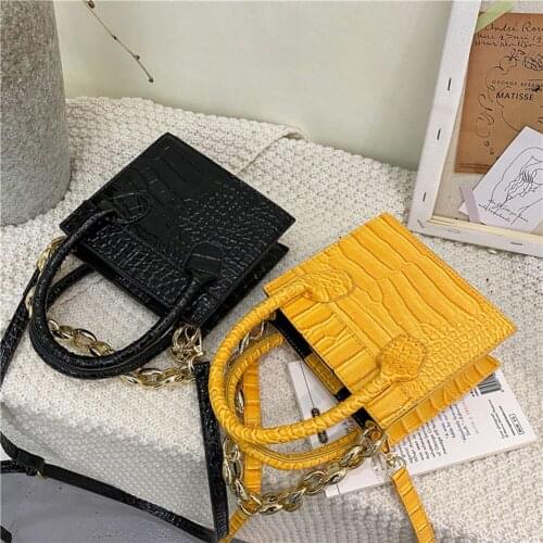 PU Chain Shopping Messenger Bag Women Designer Alligator Pattern Mini Purse Fashion All-match Top-handle Handbags