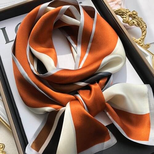 2021 spring Korean version of all-match women scarf silk hand-feel double-sided printing scarf thin section scarf 15x150cm