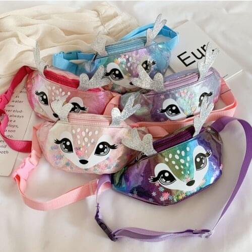 Waterproof PVC Unicorn Sequins Girls Belt Waist Packs Fanny Girls Belt Mermaid Sport Bag Cartoon For Women Chest Waist Bag Pack