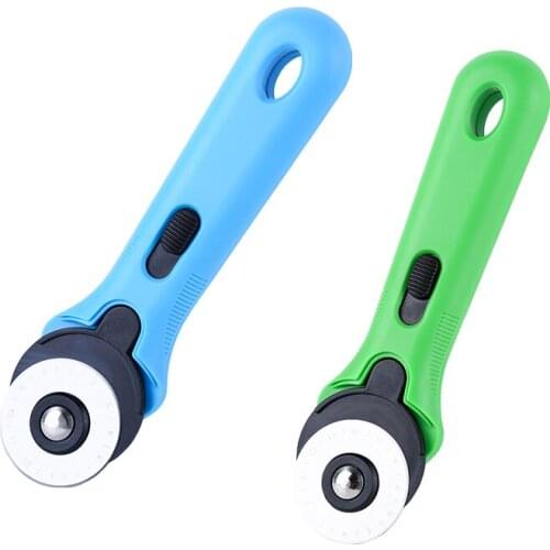 LMDZ 2 Pcs Fabric Rotary Cutter with Ergonomic Soft Handle for Fabric Quilting Arts Crafts Sharp Durable Green and Blue 45mm