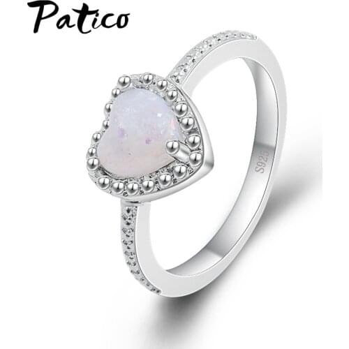 Free Shipping Fashion Jewel 100% Brand New Vintage Rings Heart Shape Opals Stone Ring Jewelry For Women Wedding Gift