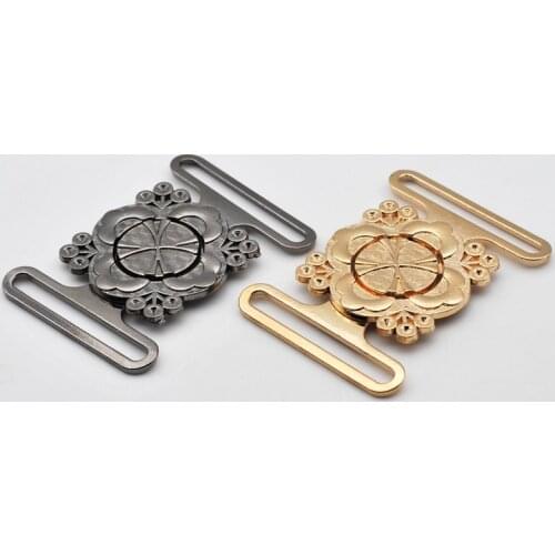 1Pair 40mm Retro Metal Rhinestone Round Buckle Clip for Coat Windbreaker Decorative Belt Buckle Combined DIY Garment Accessories