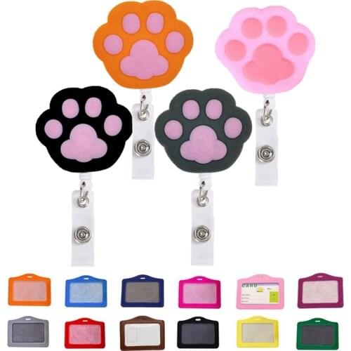 10pcs/lot Loveky animal cat claw footprints nurse doctor hospital medical Retractable Badge Reel ID Name Card Holder Clip gift