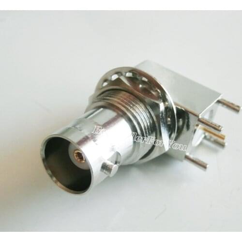 10Pcs Connector BNC Female Jack Bulkhead 90 Degree Nut Bulkhead Solder PCB Mount Right Angle Connector