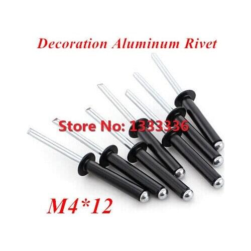 100pcs M4*12 Black Aluminum POP Rivet Core Pulling Decoration Rivets