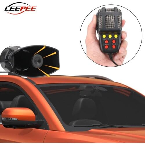 12V 100W Speakers Mic PA System Emergency Amplifier Hooter Loud Police Siren Air Horn Megaphone Tone Car Horn Warning Alarm Tool