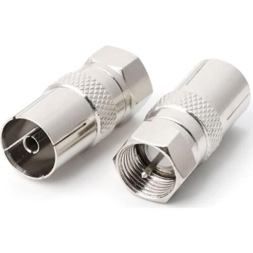 2Pcs F Type Male Plug Connector Socket to RF Coax TV Aerial Female RF Adapters