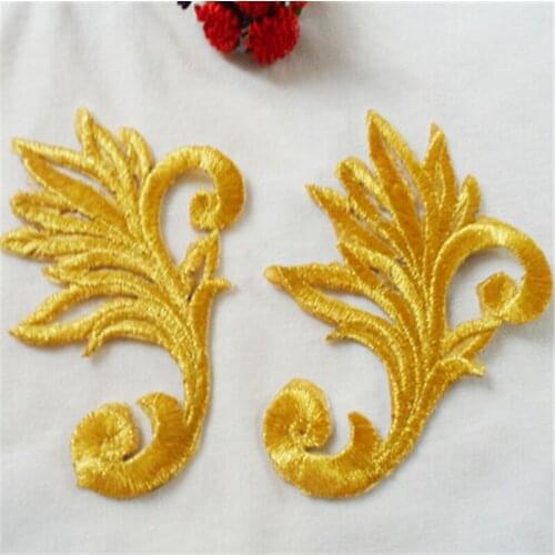 20Pairs Gold 7X 10cm Baroque Garments Lace Applique Flower Floral Motif Venise Venice Lace Applique DIY Accessorry BD0213