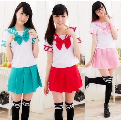 4PCS Japanese School Uniform Anime Cosplay Women Sailor Suit Short Sleeve Tops Skirt Tie Socks Students Uniform for Girls C19K90