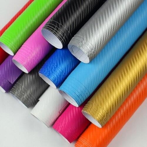 50*125 3D Carbon Fiber Car Body Film Interior Exterior Decoration Stickers PVC Vinyl Wrap for Car Styling Black Gray Silver Gold