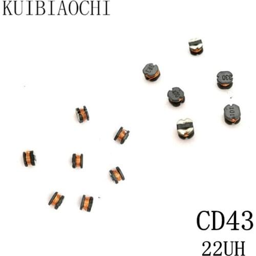 50pcs/LOT SMD Power Inductor CD43 22UH 220 4.5*4*3.2MM Unshielded winding inductor