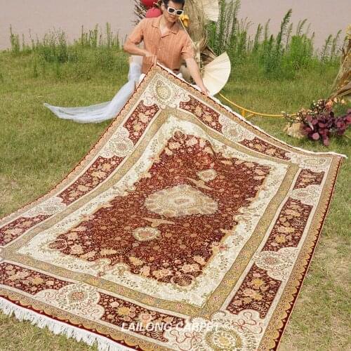 6'x9' Red Handmade Silk Area Rug Turkish Hand Craft Silk Porch Nepali Carpet (YL0982A)