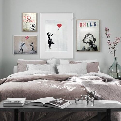 WTQ Abstract Girl Wall Art Canvas Painting Bansky Art Retro Poster Black White Wall Decor Wall Art Picture Room Decor Home Decor