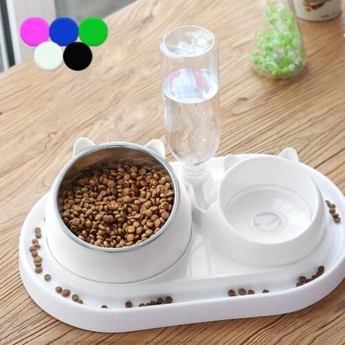 Cat Bowl Water Dispenser Automatic Feeder Bowl For Cats Dogs Pet Drinker Slow Food Bowls With drinking Stand Cat Accessories