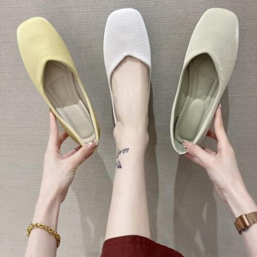 Stripes Ballet Flats Hot Knitting Square Toe Single Shoes Woman Breathable Soft Sole Moccasins Flats Shallow Candy Color Loafers
