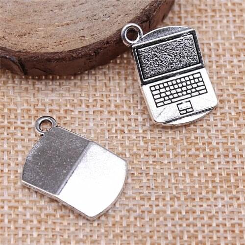 Free shipping 28pcs 21x13mm antique silver laptop charms diy retro jewelry fit Earring keychain hair card pendant accessories