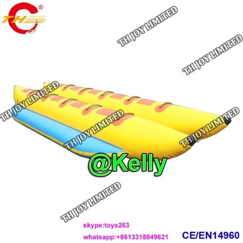 Free air shipping 12 seats giant Inflatable Banana Boat Rides for sale, high quality inflatable water sport game equipments