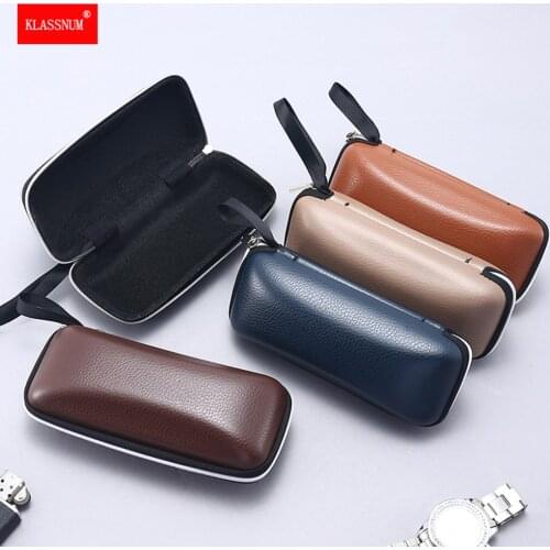 1PCs Leather Glasses Case For men Waterproof Hard Frame Eyeglass Case Women Reading Glasses Box Multicolor Spectacle Cases Hot