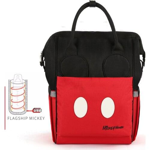 Disney Bottle Feeding Insulation Bags USB Oxford Cloth Diaper Storage Bag Backpack Fashion Waterproof Large Capacity Diaper Bags
