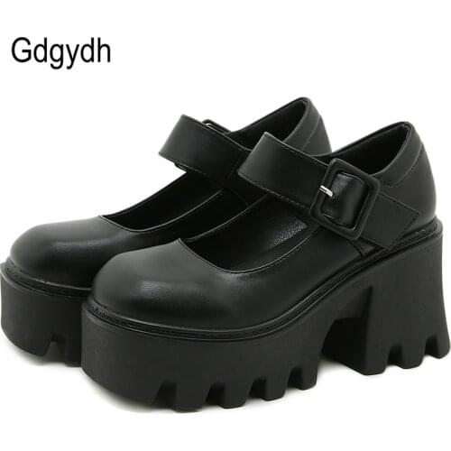 Gdgydh High Quality Rubber Sole Japanese Style Platform Lolita Shoes Women Patent Leather Vintage Soft Sister Girls Shoes School
