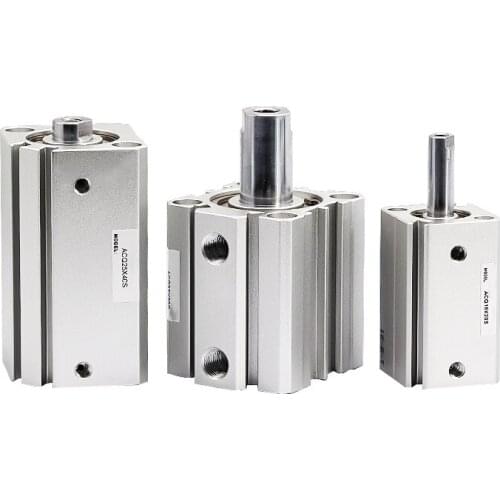 China ACQ63 Bore 63mm Stroke 10-100mm Piston Compact Pneumatic Air Double Acting Cylinders