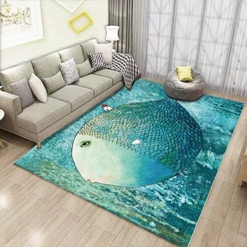 Carpet Rug For Living Room Printing Cartoon Non-slip Antifouling Carpet For Bedroom Parlor Nordic Style Wood Floor Large Rug