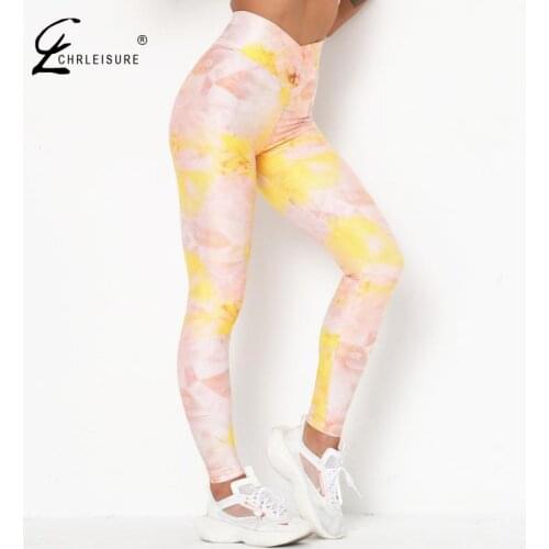 CHRLEISURE Women Leggings Push Up High Waist Leggings For Women Colorful Clothing Fitness Sports Stretch Printing Legging