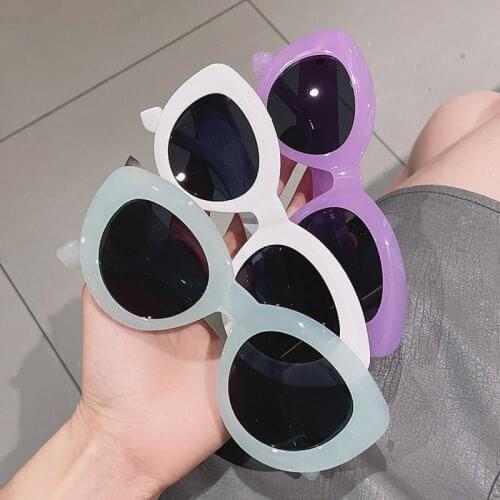 YOOSKE Ins Fashion Cat Eye Women Sunglasses Retro Jelly Color Shades UV400 Eyewear Men Green Pink Purple Sun Glasses UV400