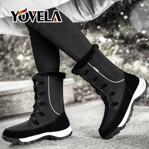 Fashion Women Mid-calf Winter Snow Boots Women Warm Fur Boots Outdoor Non-slip Casual Boots Women Shoes Waterproof Winter Boots